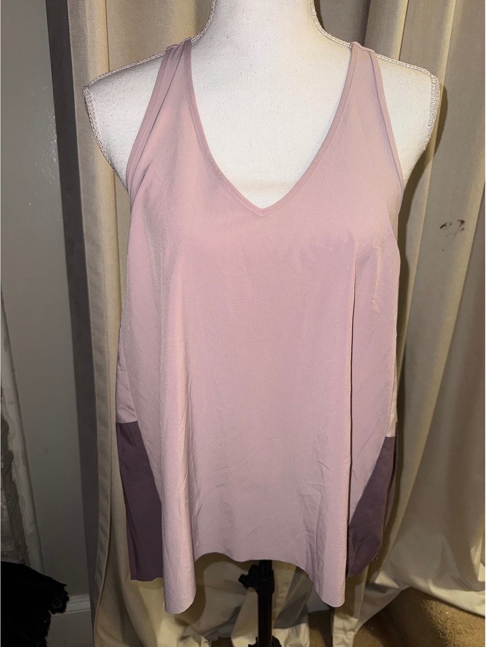 Athleta Pink Pleated Racerback Tank Top Size Small Colorblock Activewear